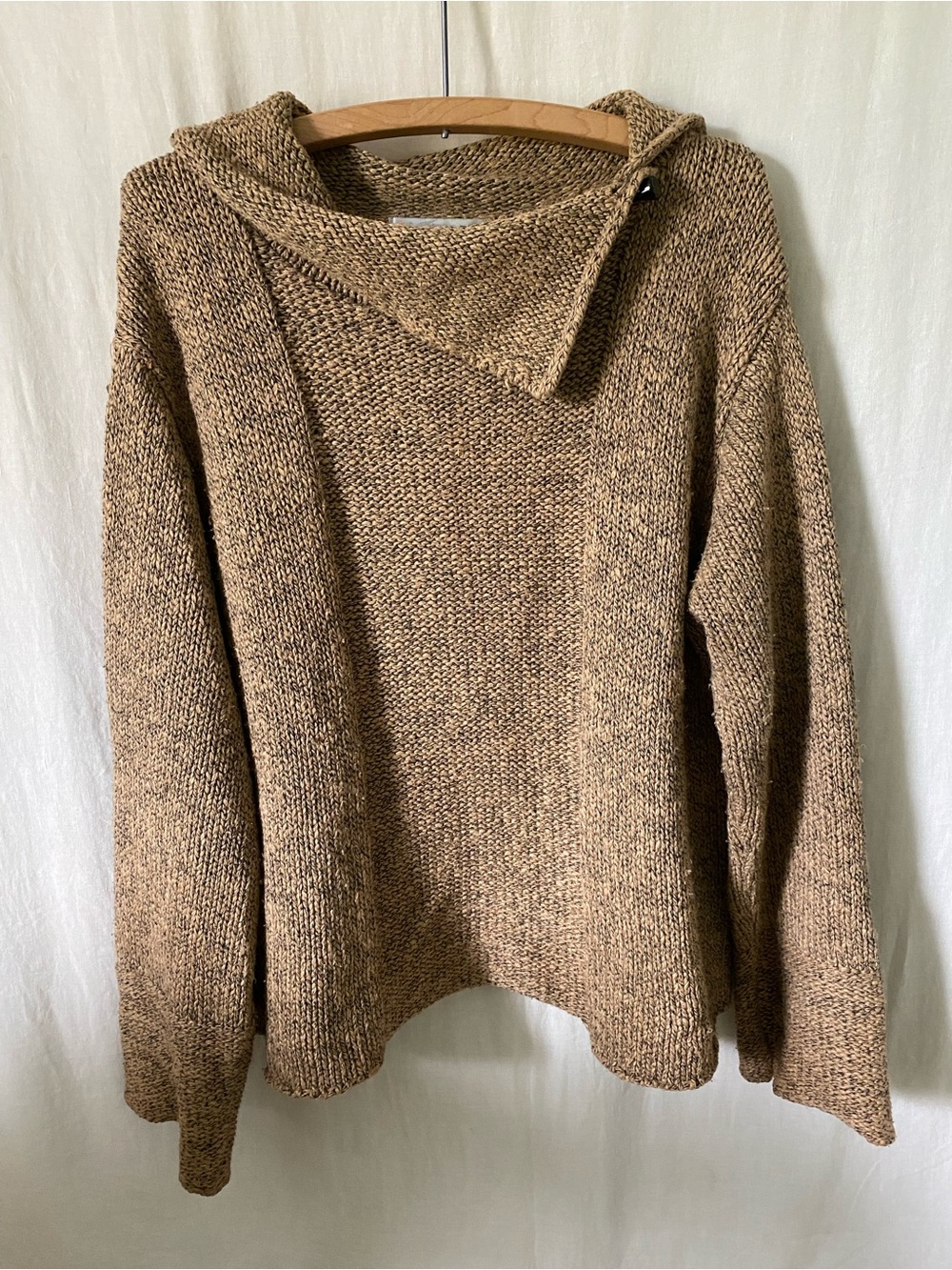 Vintage Willow Brown/Tan Marled Knit Split Turtleneck Cowl Sweater - Medium